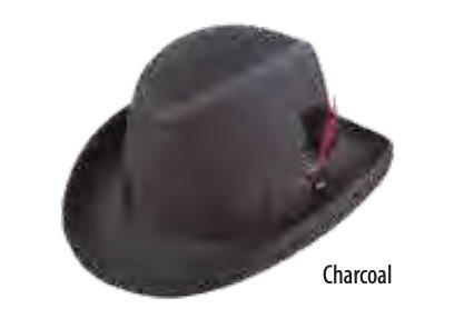 Godfather Structured Wool Felt Homburg with Bound 2” Brim Charcoal / Extra Large