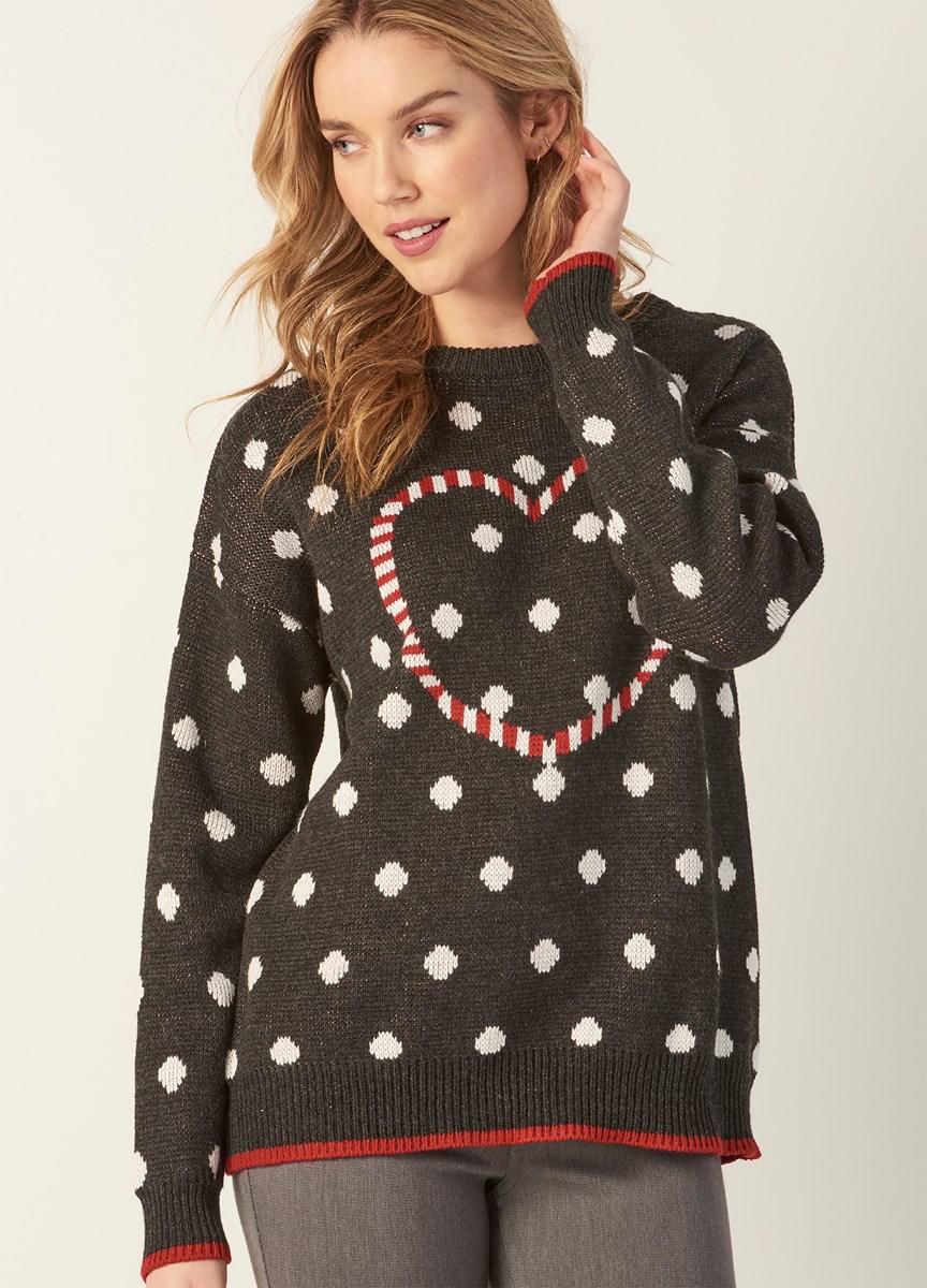 Charlie Paige Christmas Jacquard Soft Crew Pullover Sweater
