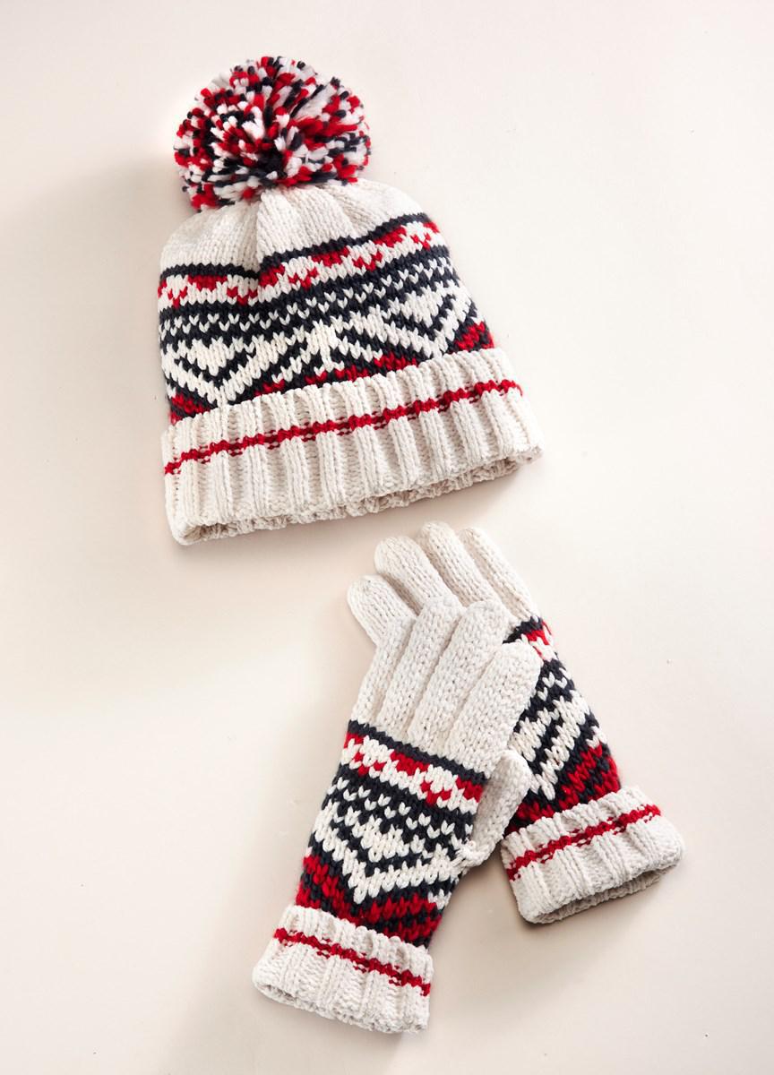 Charlie Paige Fairisle Hand Knit Toque & Mitt Set