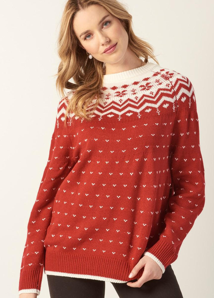 Charlie Paige Yoke Neck Snowflake Jacquard Pullover