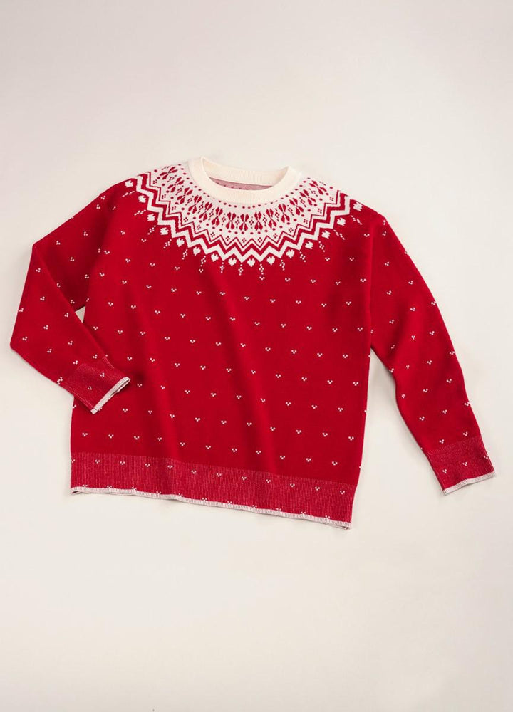 Charlie Paige Yoke Neck Snowflake Jacquard Pullover