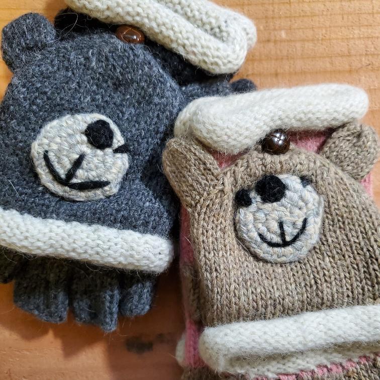 Children's Fingerless Gloves with Convertible Mitten Flap