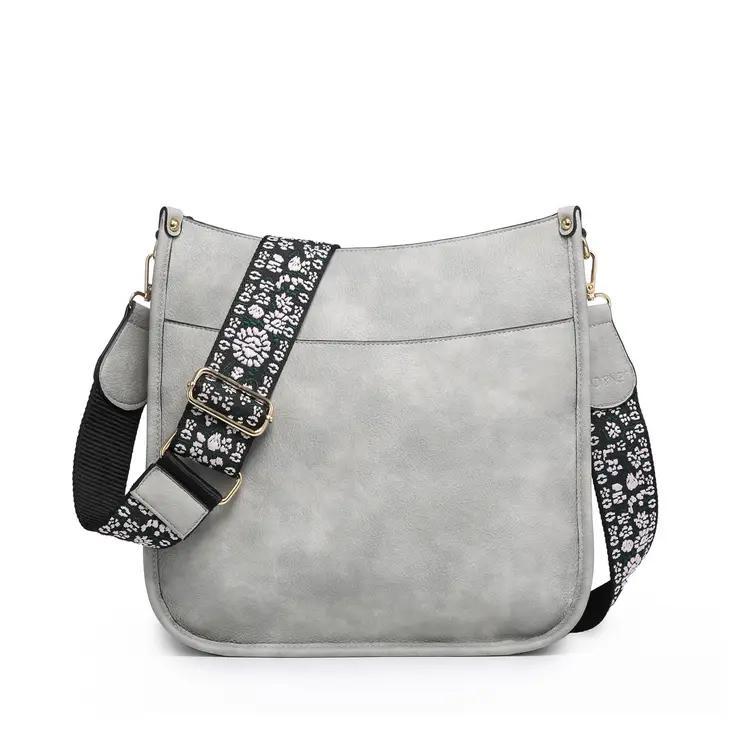 Chloe Crossbody with Guitar Strap | Light Grey