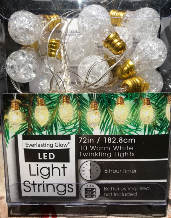 Crackle Glass Light Strings by Everlasting Glow Christmas Bulb