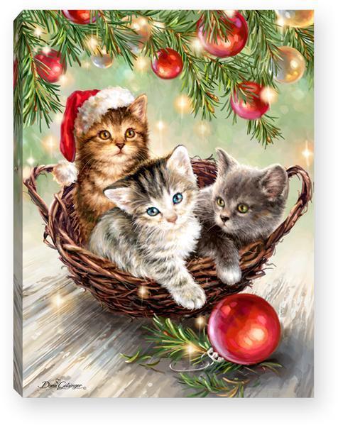 Christmas Kittens - Lighted Tabletop Canvas