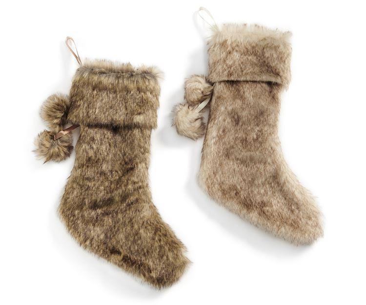 Christmas Stocking | Faux Fur & Pom Pom