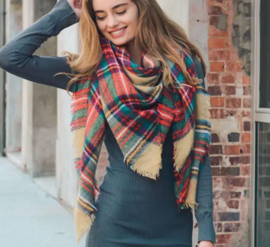 Classic Plaid Blanket Scarf