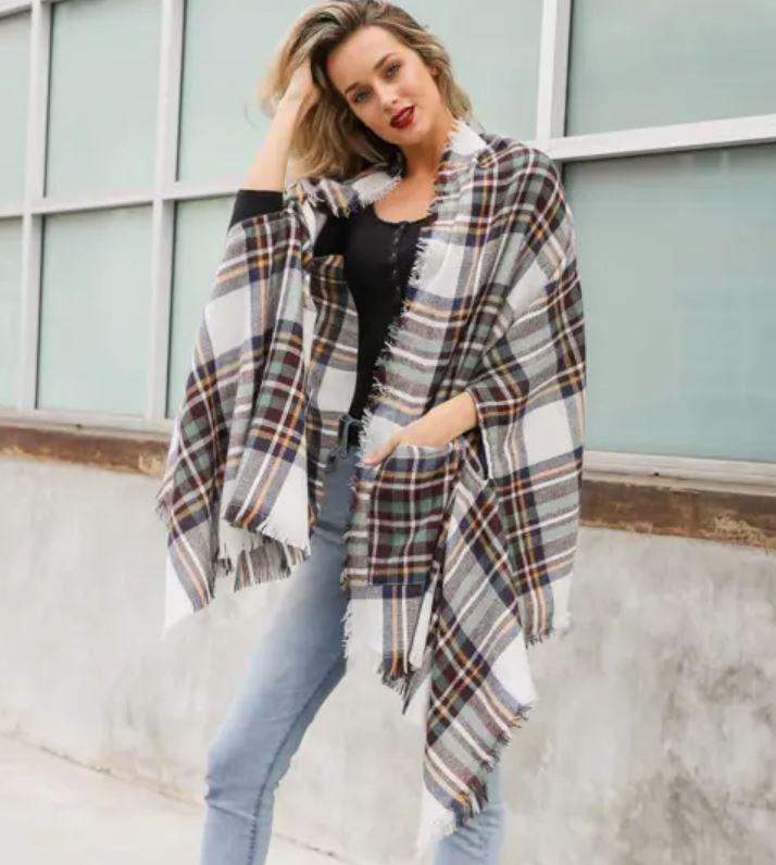 Classic Plaid Pocket Ruana