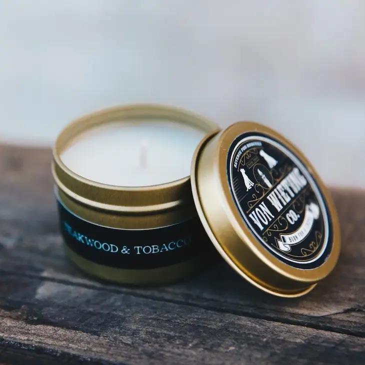 Coconut Wax Candle Tin | Teakwood & Tobacco