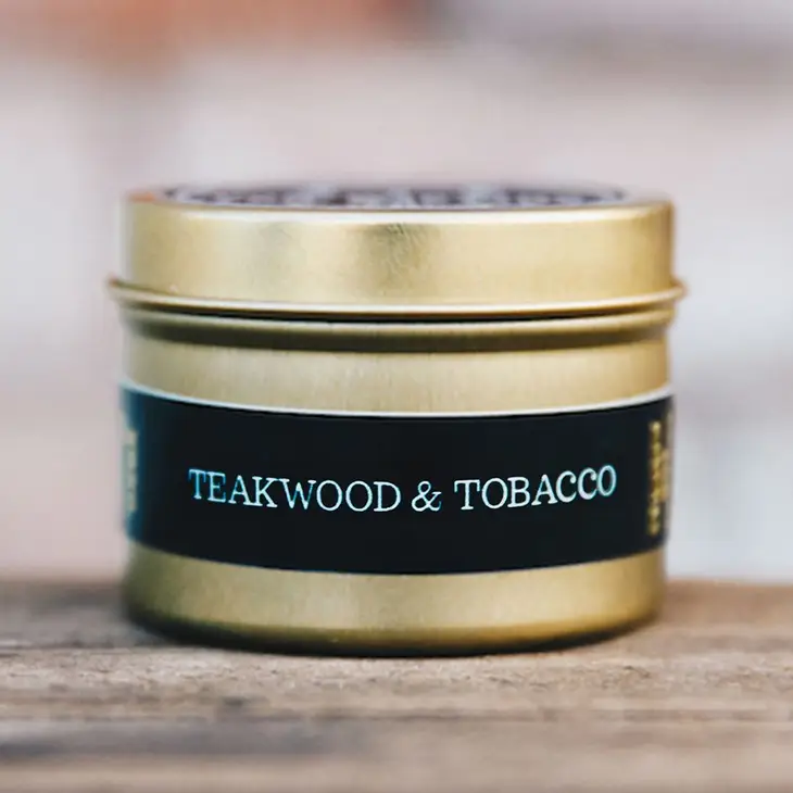 Coconut Wax Candle Tin | Teakwood & Tobacco