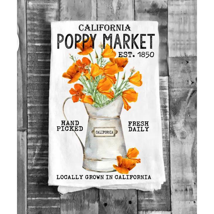 Cotton Tea Towel | California State Flower Poppy