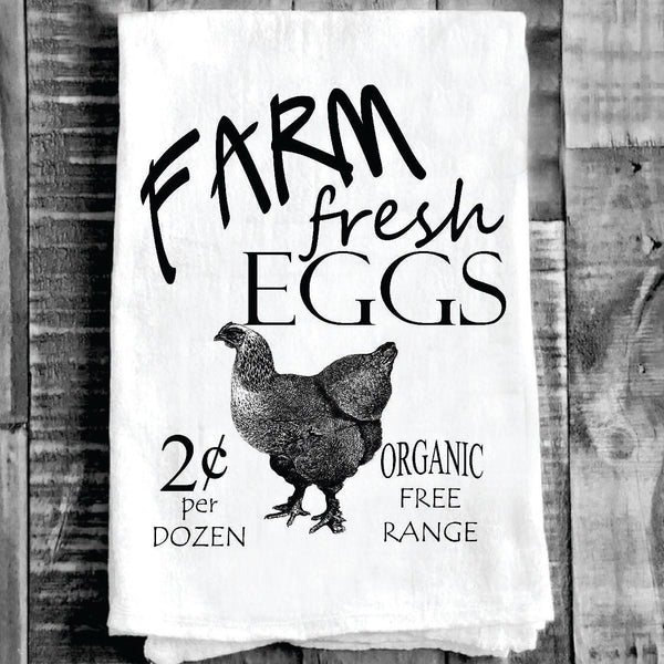 Cotton Tea Towel - Chicken "Farm Fresh Eggs " Ferndale California