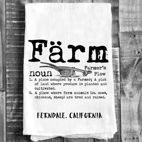 Cotton Tea Towel - "Farm" Ferndale California