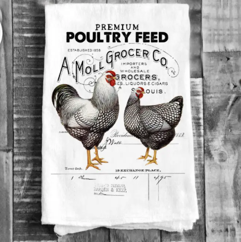 Cotton Tea Towel - Farmer Market Poultry Feed Chicken