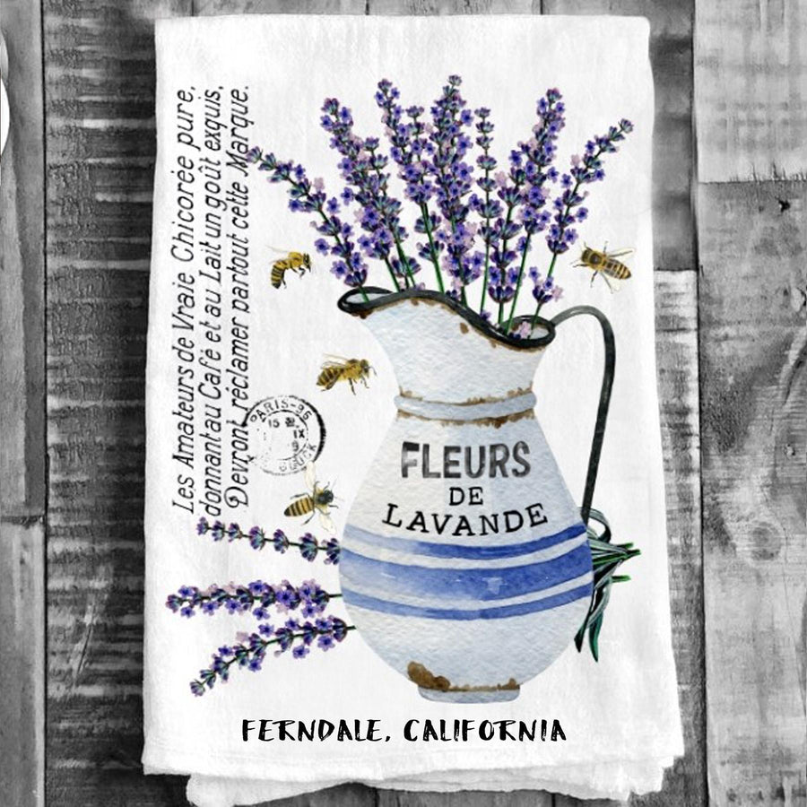 Cotton Tea Towel -Farmhouse Lavender Ferndale, California