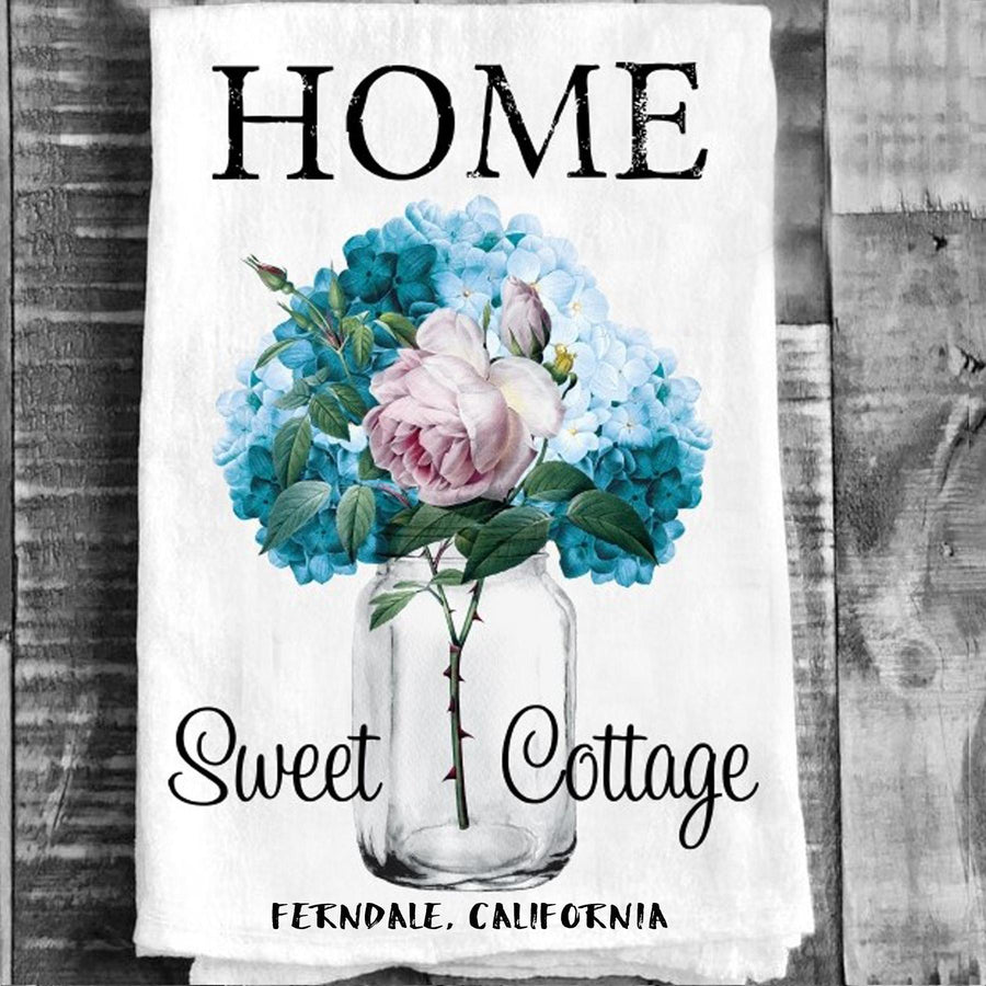 Cotton Tea Towel - Home Sweet Cottage "Ferndale, California"
