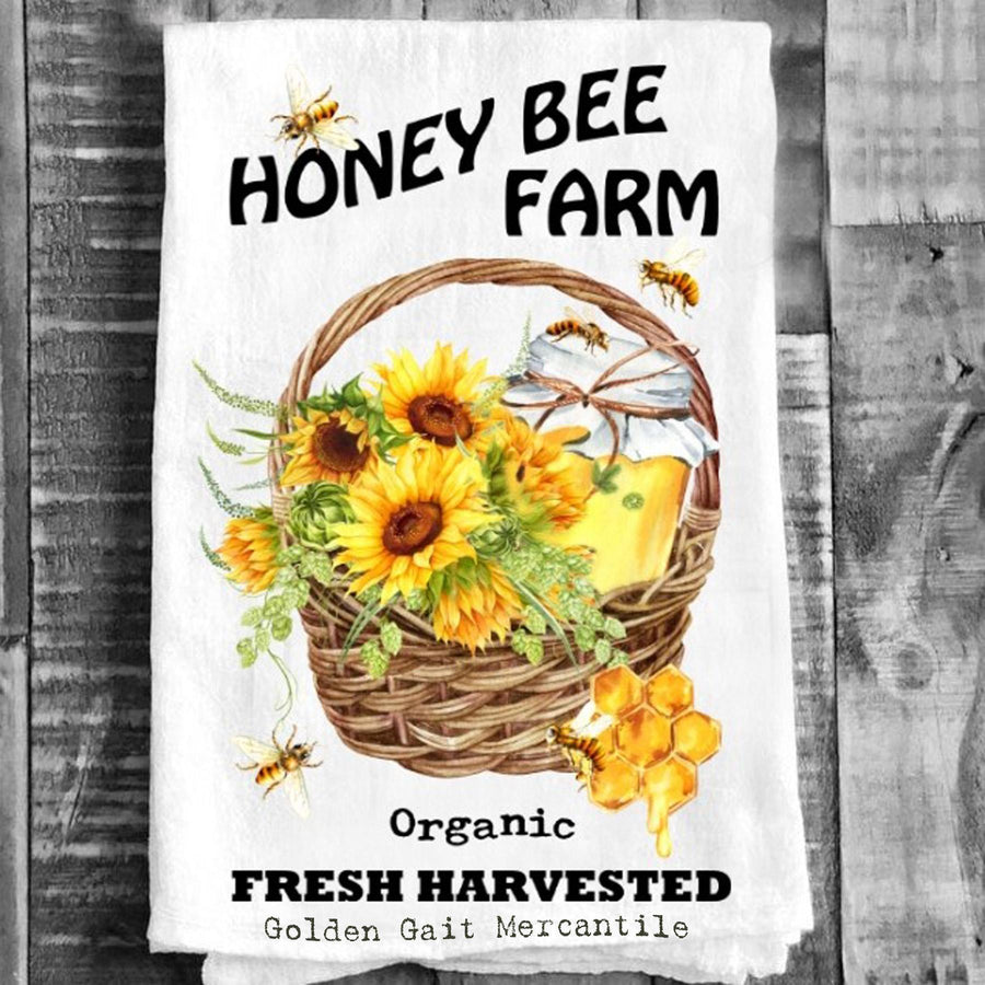 Cotton Tea Towel - "Honey Bee Farm Golden Gait Mercantile"