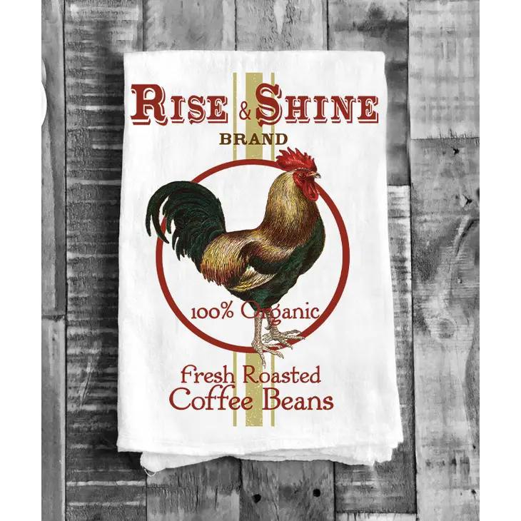 Cotton Tea Towel | Rise & Shine Rooster Coffee