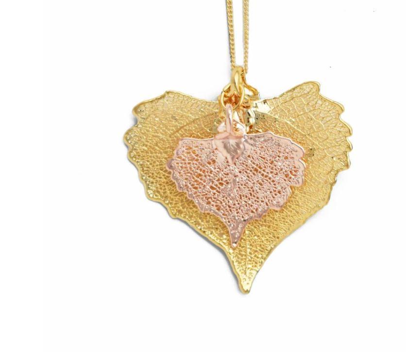 Cottonwood Leaf Gold & Rose Gold Necklace