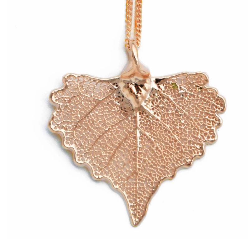 Cottonwood Leaf Rose Gold Necklace