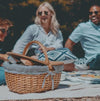 Country Vintage Picnic Basket | Navy Blue & White Stripes