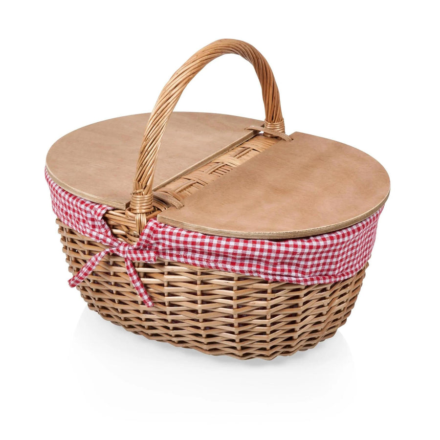 Country Vintage Picnic Basket | Red & White Gingham