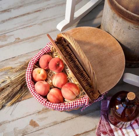 Country Vintage Picnic Basket | Red & White Gingham