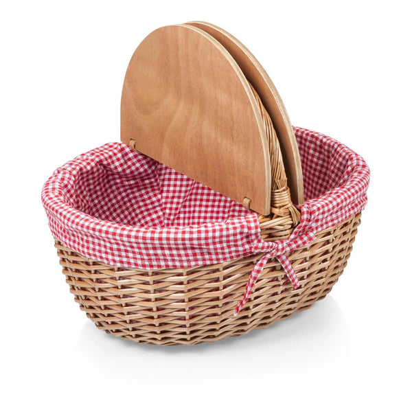 Country Vintage Picnic Basket | Red & White Gingham