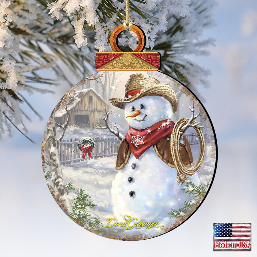 Cowboy Snowman Keepsake Decorative Christmas Ornament
