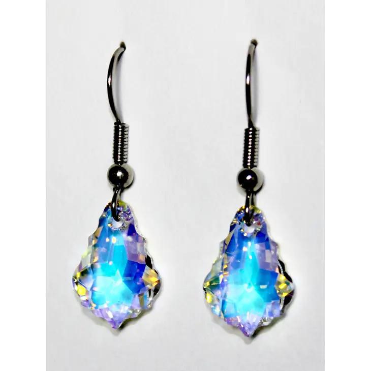 Crystal Aurora Borealis Arrowhead Dangle Earrings