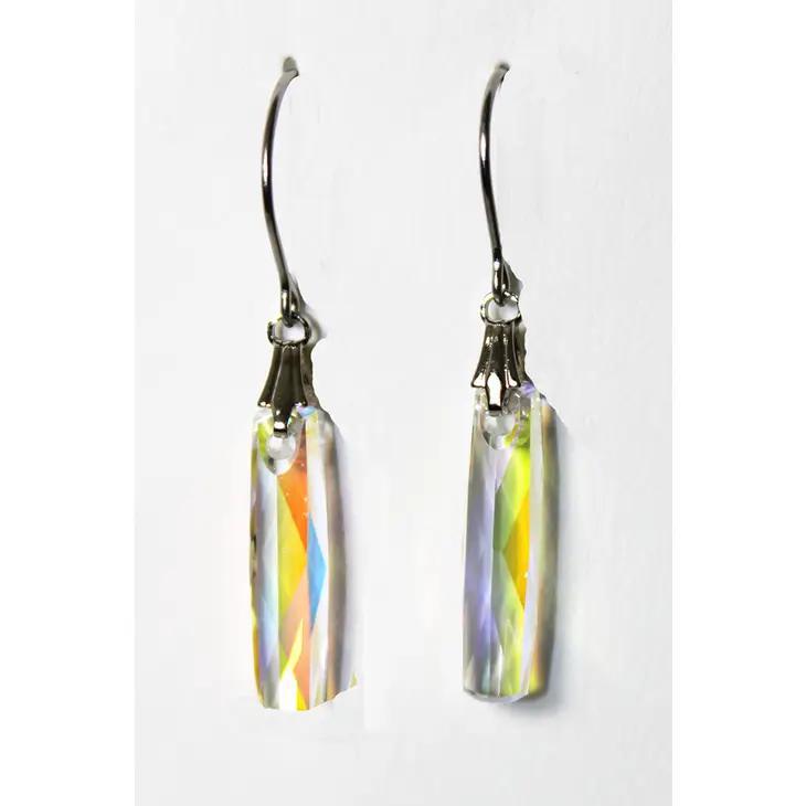 Crystal Aurora Borealis Column Dangle Earrings