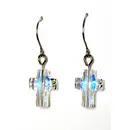 Crystal Aurora Borealis Cross Dangle Earrings