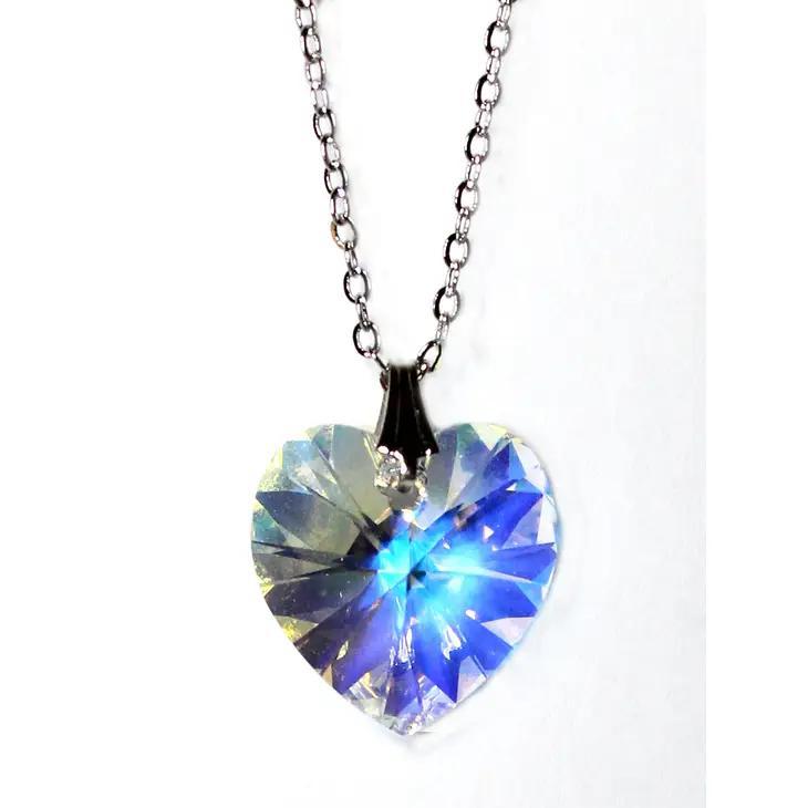 Crystal Aurora Borealis Heart Necklace