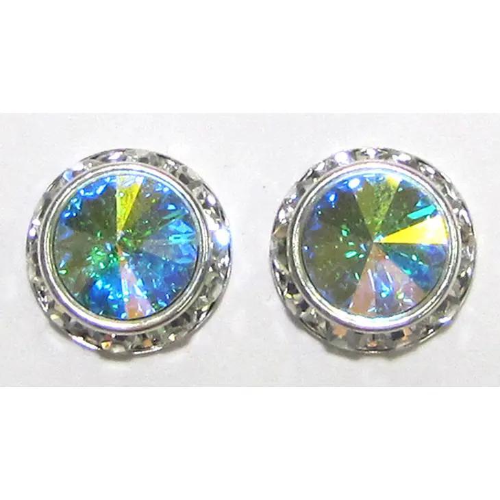 Crystal Rhinestone Rivoli Aurora Borealis Post Earrings