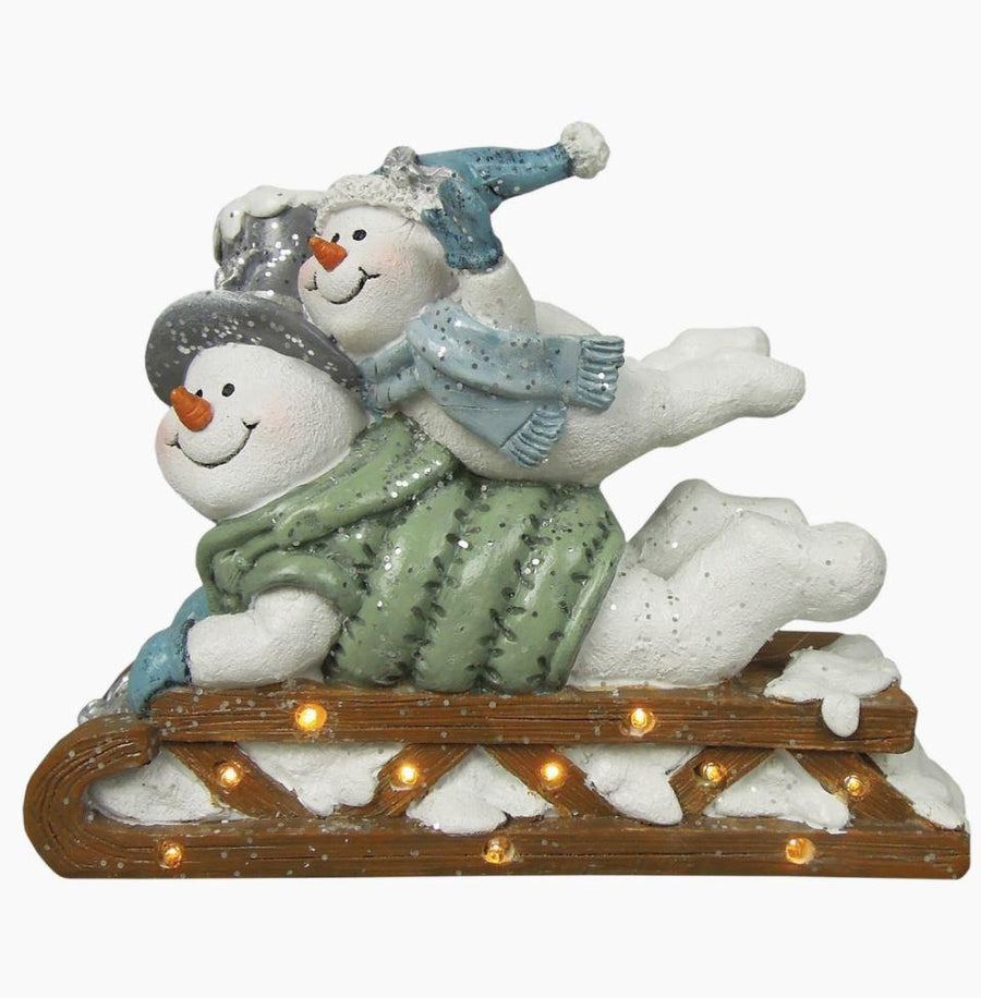 Crystal Snowman Sled with LED Lights