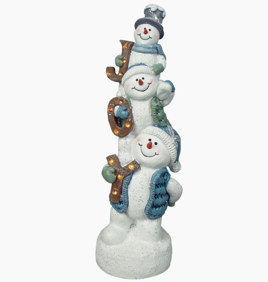 Crystal Stacked Snowman JOY with LED Lights