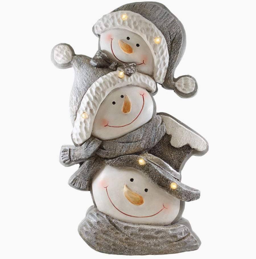 Crystal Stacked Snowmanwith LED Lights