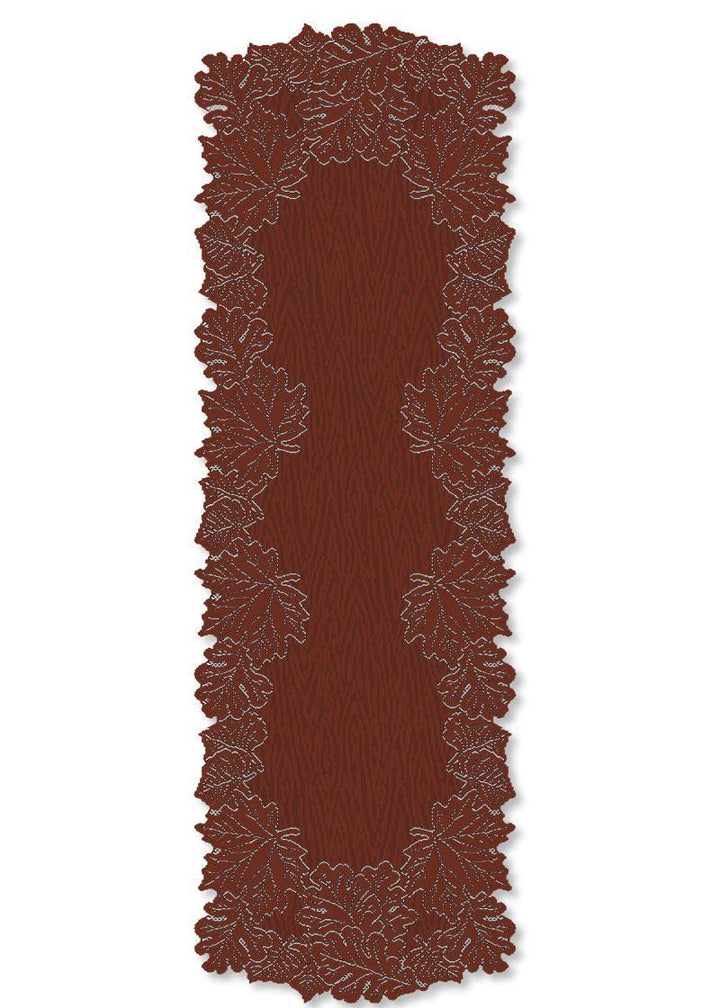 Heritage Lace Fall Leaves Table Runner | Large Dark Paprika