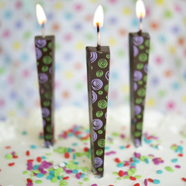 Edible Chocolate Birthday Candles Dark Spirals