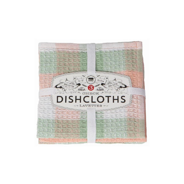 Check Dishcloths Set of 3 Dawn (Pink & Green)