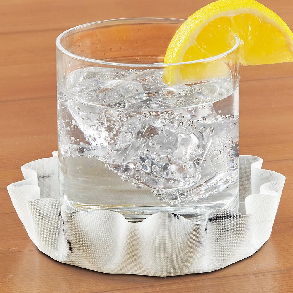 Decorative Silicone Lillie Pad Coaster | White Marble