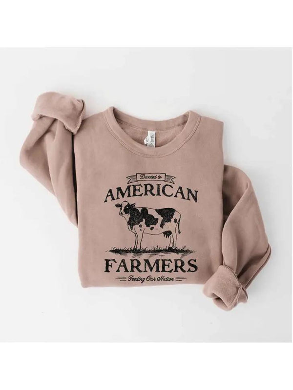 Devoted to American Farmers Fleece Pullover | Tan