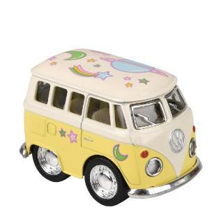 Diecast Pull Back Volkswagen Mini Pastel Flower Power Bus