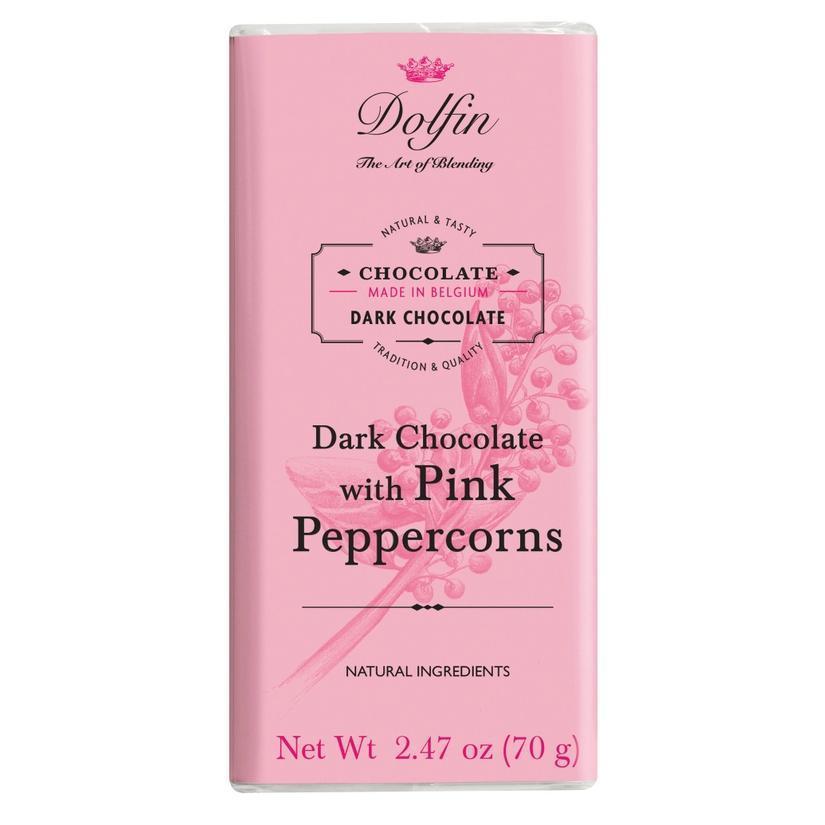 Dolfin Fine Belgium Dark Chocolate with Pink Peppercorns