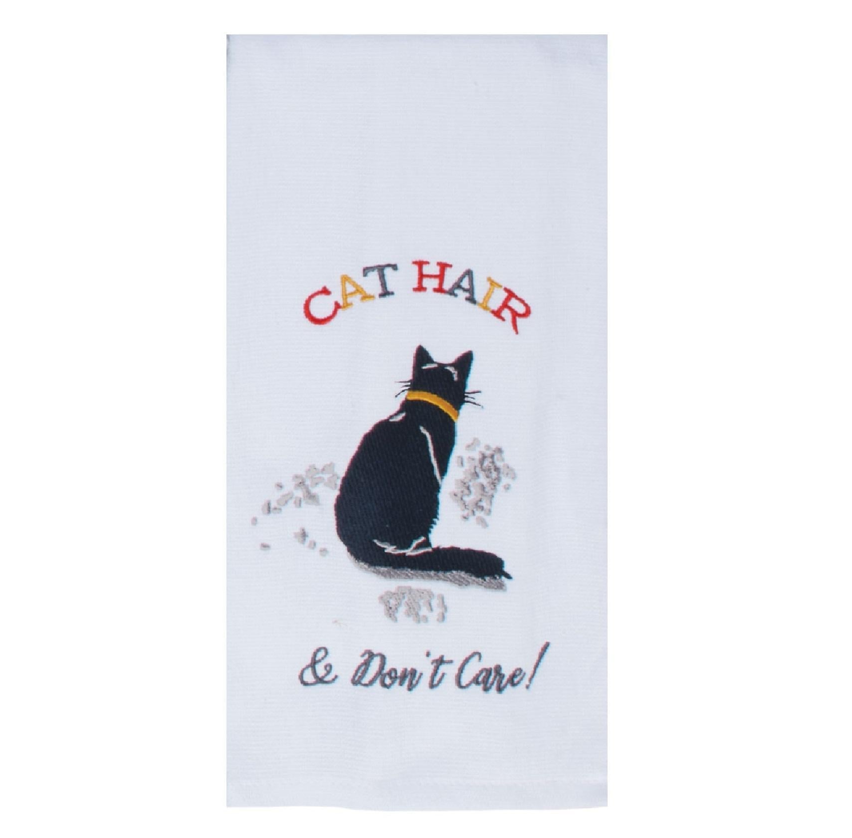 Dual Purpose Embroidered Terry Towel | Cat Hair, Don't Care!