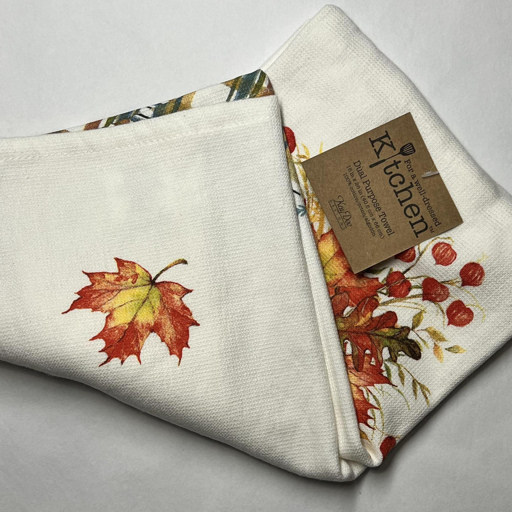 Dual Purpose Terry Towel | Autumn Leaves Mason Jar