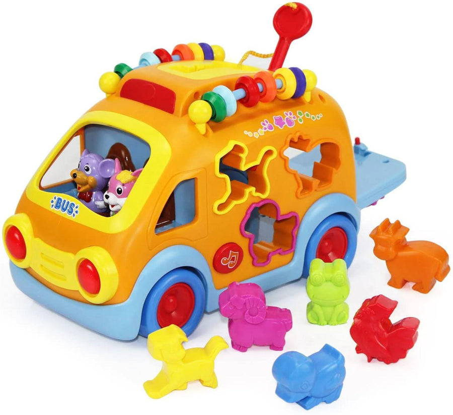 Electronic Musical Bus 3D Animal Matching Car Baby Sensory Toy