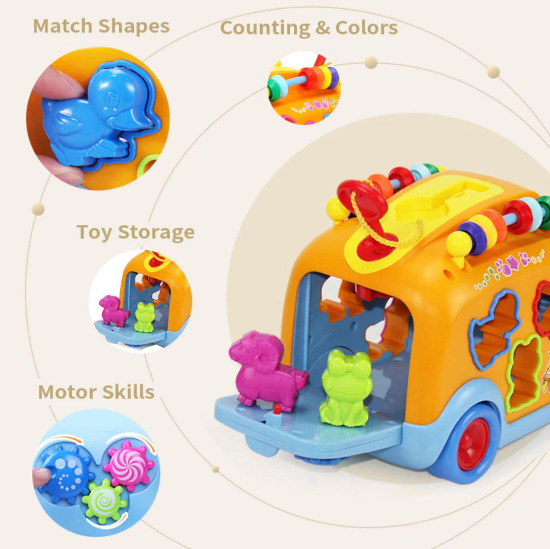 Electronic Musical Bus 3D Animal Matching Car Baby Sensory Toy