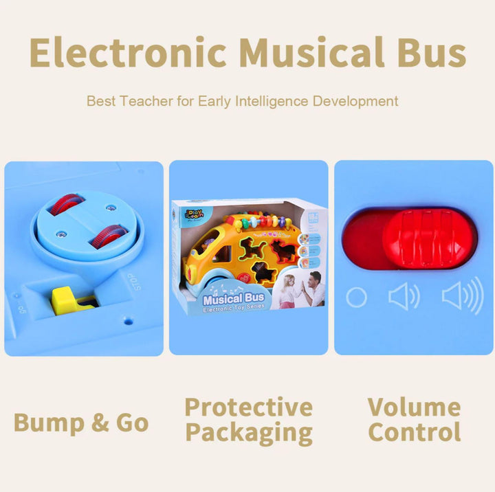 Electronic Musical Bus 3D Animal Matching Car Baby Sensory Toy