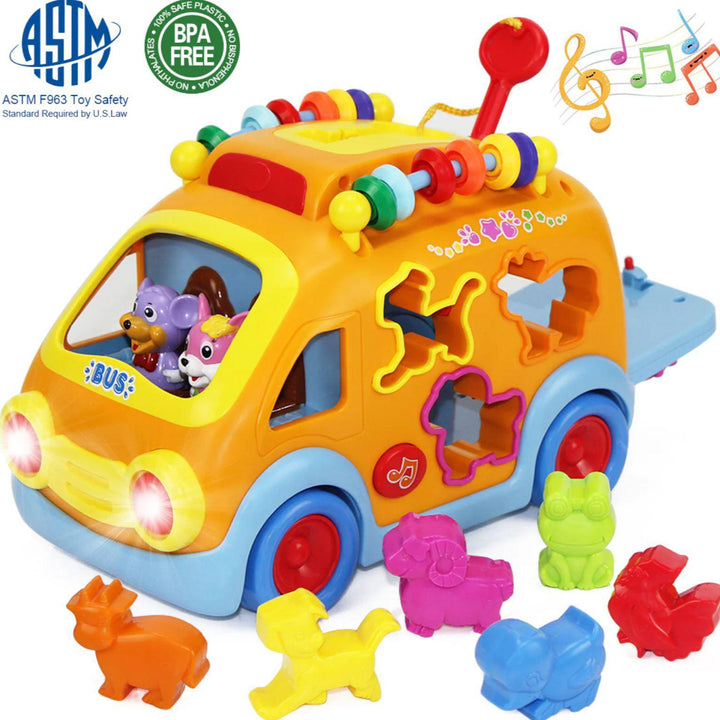 Electronic Musical Bus 3D Animal Matching Car Baby Sensory Toy